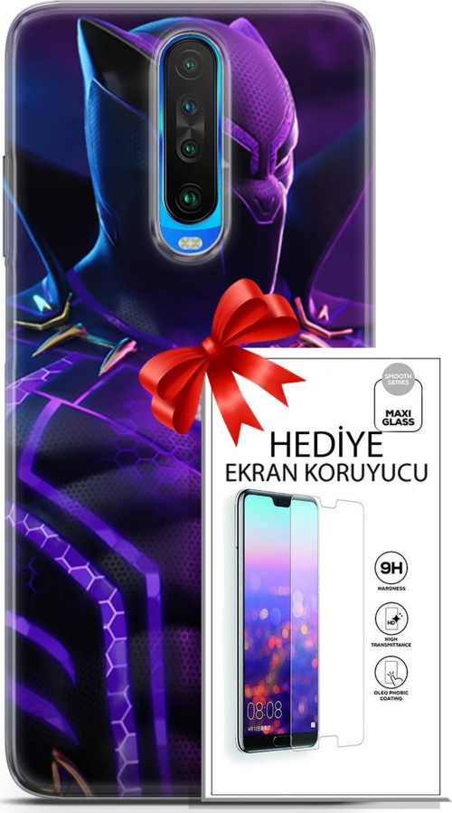 Xiaomi Redmi K30 Kılıf Orijinal Seri Dc 13 Mor Panter Fortnite Case Kapak Ekran Koruyucu