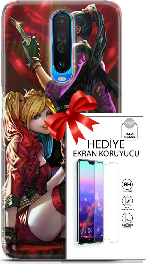 Xiaomi Redmi K30 Kılıf Orijinal Seri Dc 17 Harley & Punchline Yumuşak Kılıf + Ekran Koruyucu