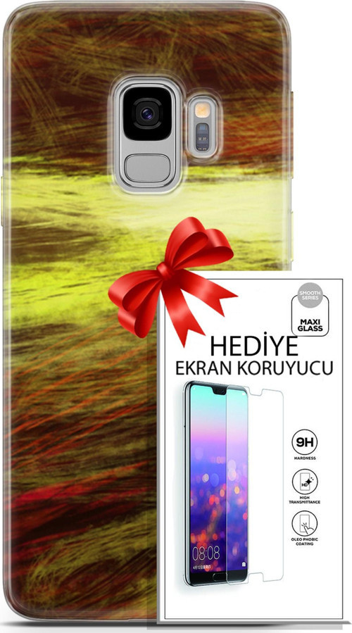 Samsung Galaxy S9 Kılıf Orijinal Seri Nature 23 Sarı Turuncu Telefon Kabı Ve Ekran Koruyucu