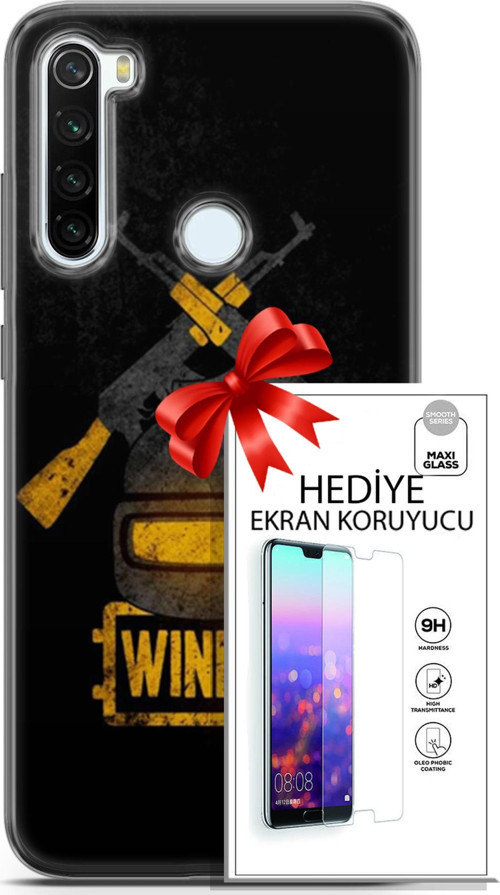 Xiaomi Redmi Note 8T Kılıf Orijinal Seri Pubg 15 Winner Kalın Silikon + Ekran Koruyucu