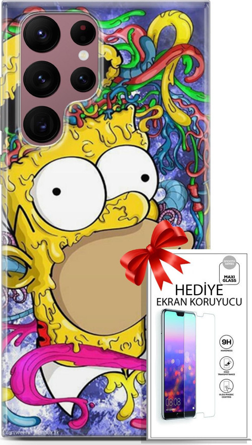 Samsung Galaxy S22 Ultra Kılıf Orijinal Seri Bounce 04 Millie King Silikon Kılıf + Ekran Koruyucu Fu