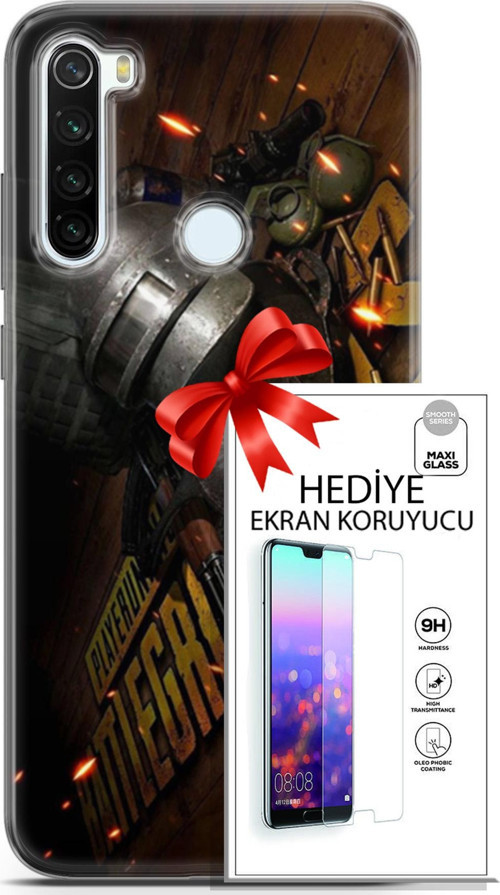 Xiaomi Redmi Note 8T Kılıf Orijinal Seri Pubg 18 Tabela Parlak Kılıf + Ekran Koruyucu Full Koruma