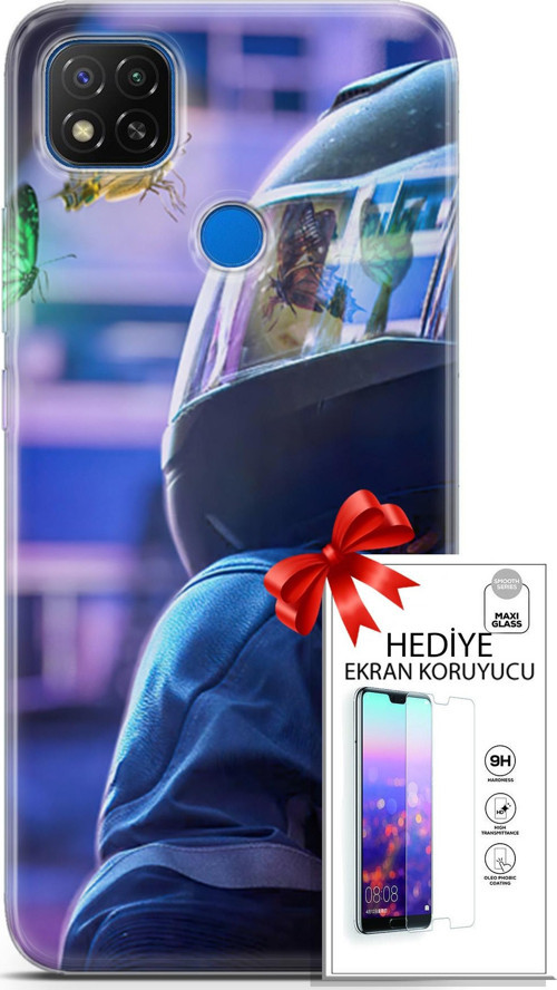 Xiaomi Redmi 9C Kılıf Orijinal Seri Algorand 26 Kelebekler Soft Kapak + Ekran Koruyucu