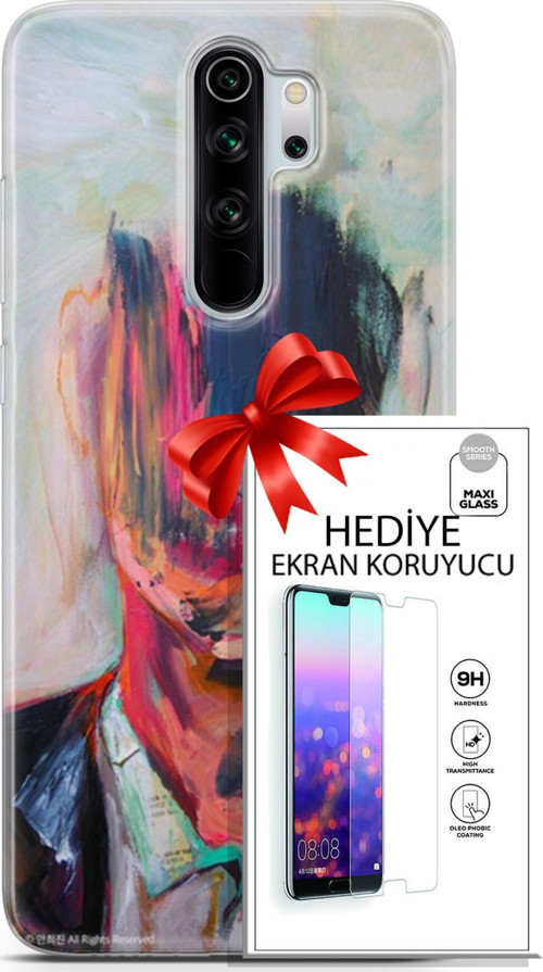 Xiaomi Redmi Note 8 Pro Kılıf Orijinal Seri Soul 22 Acivert Pembe Kap + Ekran Koruyucu