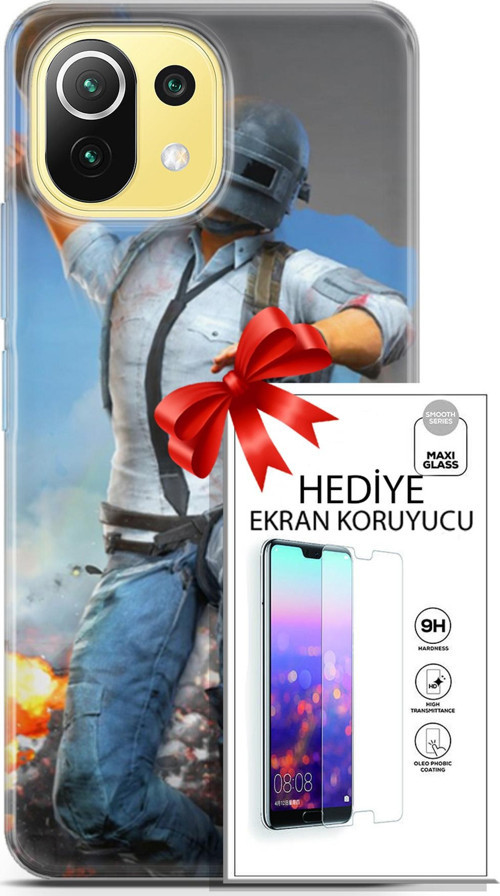 Xiaomi 11 Lite 5G Kılıf Orijinal Seri Pubg 01 Action Figur Telefon Kılıfı + Ekran Koruyucu