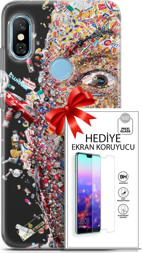 Xiaomi Redmi Note 6 Pro Kılıf Orijinal Seri Cardano 09 Fitness Uv Kılıf Ve Ekran Koruyucu