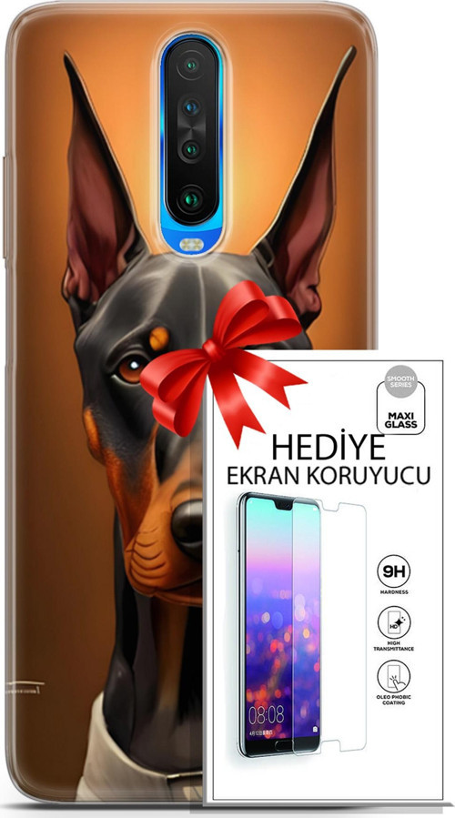 Xiaomi Redmi K30 Kılıf Orijinal Seri Dogs 03 Doberman Arka Kapak + Ekran Koruyucu