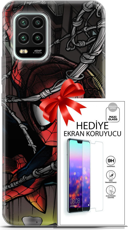 Xiaomi Mi 10 Lite 5G Kılıf Orijinal Seri Dc 04 Spiderman Silikon Kılıf + Ekran Koruyucu Full Koruma