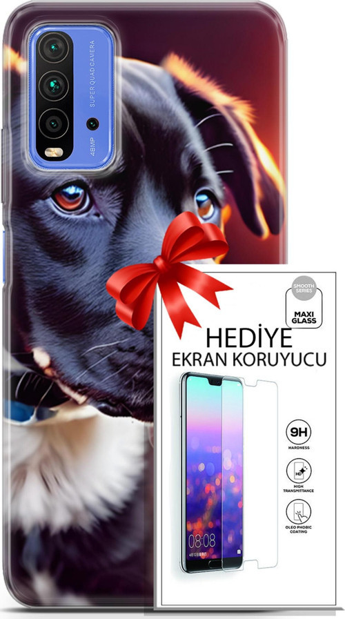 Xiaomi Redmi 9T Kılıf Orijinal Seri Dogs 27 Rostov Lazer Kesim Silikon Ekran Koruyucu