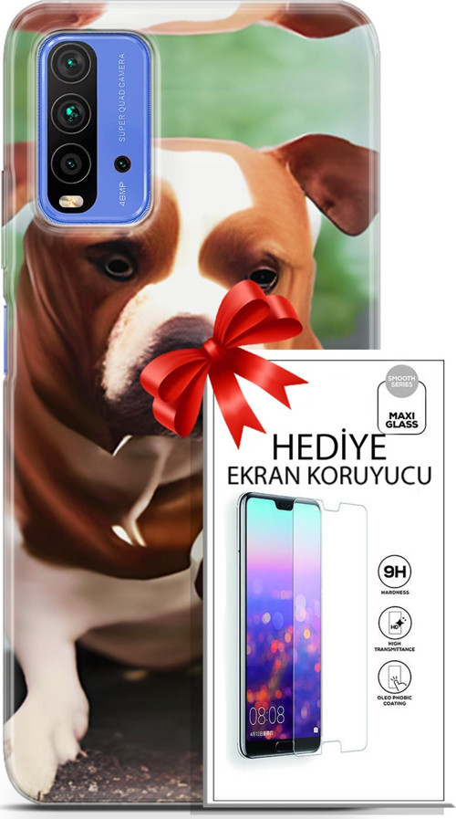 Xiaomi Redmi 9T Kılıf Orijinal Seri Dogs 29 American Staffordshire Leke Tutmaz Kapak + Ekran Koruyucu