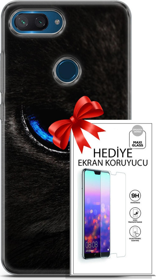 Xiaomi Mi 8 Lite Kılıf Orijinal Seri Scotish-British 25 Maine Coon Soyulmayan Kılıf + Ekran Koruyucu