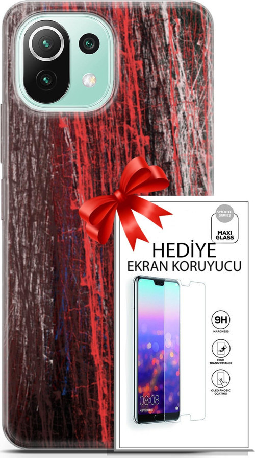 Xiaomi 11 Lite 5G Ne Kılıf Orijinal Seri Nature 22 İzler Kap + Ekran Koruyucu