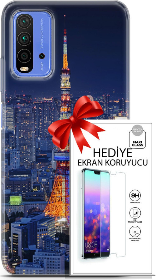 Xiaomi Redmi 9T Kılıf Orijinal Seri Fantasy 02 Eyfel Kapak Ve Ekran Koruyucu