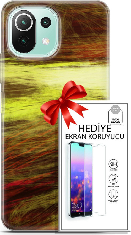 Xiaomi 11 Lite 5G Ne Kılıf Orijinal Seri Nature 23 Sarı Turuncu Telefon Kabı Ve Ekran Koruyucu