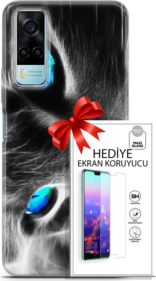 Vivo Y53S 4G Kılıf Orijinal Seri Scotish-British 26 Amerikan Kedisi Soft Kapak + Ekran Koruyucu