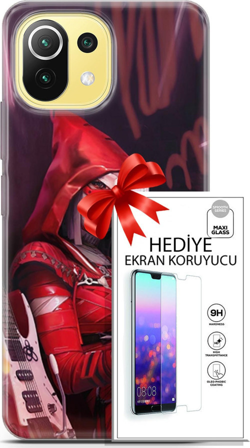 Xiaomi 11 Lite 5G Kılıf Orijinal Seri Pubg 20 Selfie Mod Renkli Kılıf Ekran Koruyucu