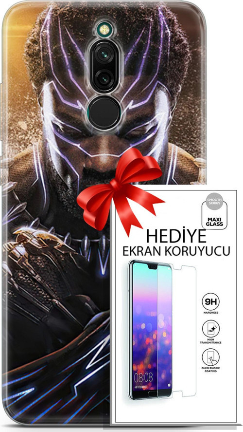Xiaomi Redmi 8 Kılıf Orijinal Seri Dc 12 Blak Panther Tasarım Kılıf + Ekran Koruyucu