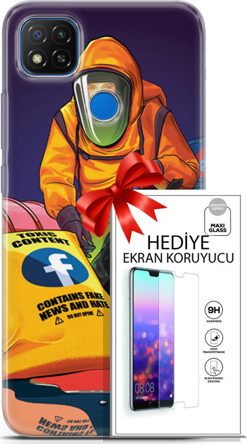 Xiaomi Redmi 9C Kılıf Orijinal Seri Cardano 24 Toxic Darbe Emici Kılıf + Ekran Koruyucu