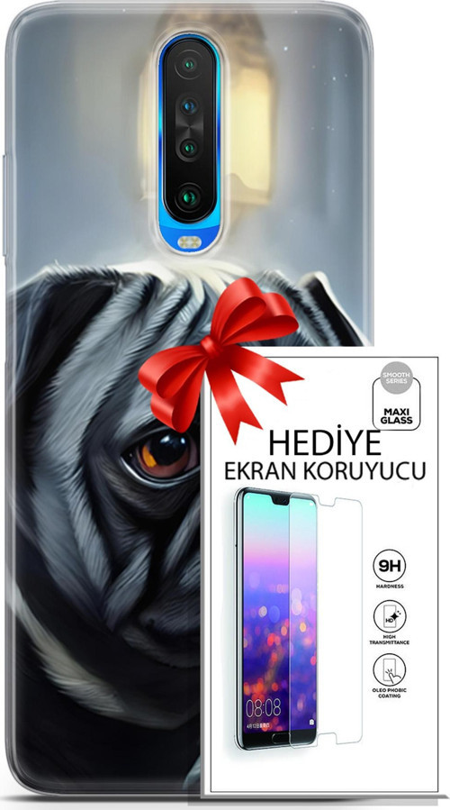 Xiaomi Redmi K30 Kılıf Orijinal Seri Dogs 30 Pug Kenarları Şeffaf Kapak Ve Ekran Koruyucu