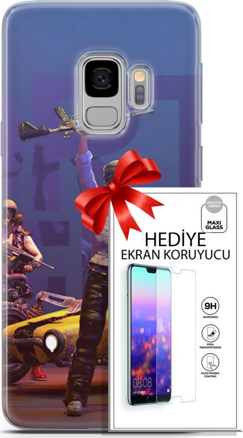 Samsung Galaxy S9 Kılıf Orijinal Seri Pubg 05 Silahlı Karakter Koruma Kılıfı + Ekran Koruyucu