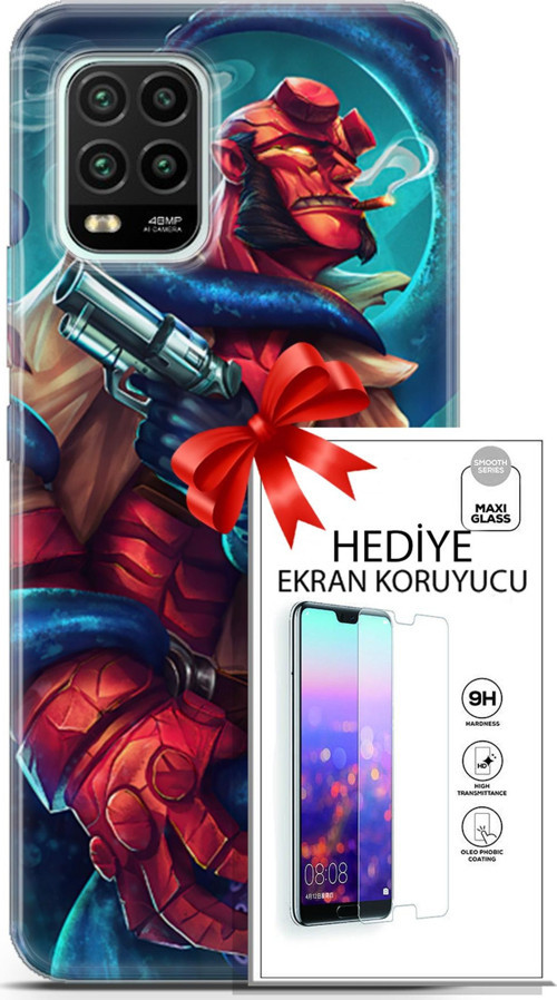 Xiaomi Mi 10 Lite 5G Kılıf Orijinal Seri Dc 21 Tabancalı Darbe Önleyici Kapak + Ön Ekran Koruyucu