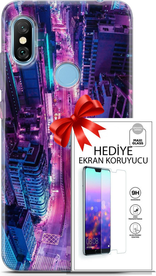 Xiaomi Redmi Note 6 Pro Kılıf Orijinal Seri Cyberpunk 22 Usa Kap + Ekran Koruyucu