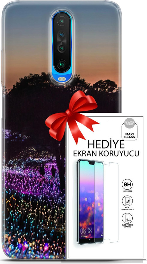 Xiaomi Redmi K30 Kılıf Orijinal Seri Fantasy 11 Işıltılı Brookgreen 4K Baskılı Kılıf + Ekran Koruyucu