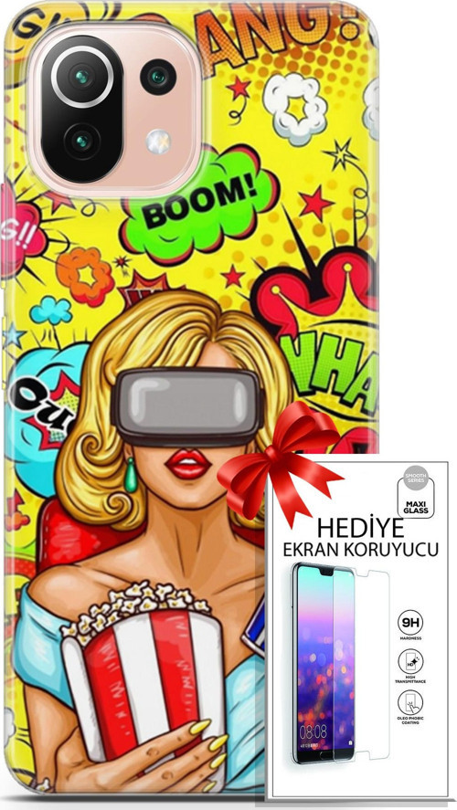 Xiaomi Mi 11 Lite Kılıf Orijinal Seri Bounce 27 Jody King Lazer Kesim Silikon Ekran Koruyucu