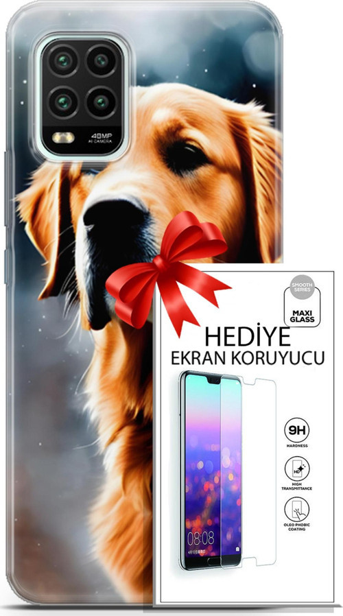 Xiaomi Mi 10 Lite 5G Kılıf Orijinal Seri Dogs 16 Golden Retriever Hediyelik Kılıf Ve Ekran Koruyucu