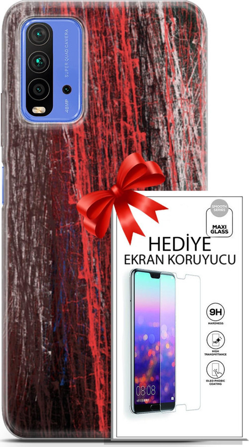 Xiaomi Redmi 9T Kılıf Orijinal Seri Nature 22 İzler Kap + Ekran Koruyucu