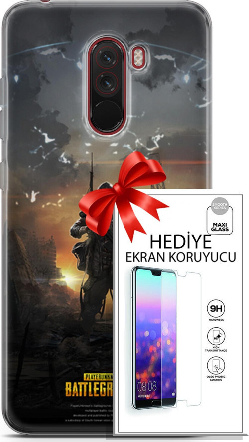 Xiaomi Pocophone F1 Kılıf Orijinal Seri Pubg 23 Playerunknown'S Telefon Kabı Ve Ekran Koruyucu