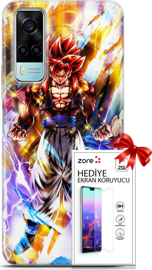 Vivo Y53S 4G Kılıf Orijinal Seri Supers 24 Goku Wallpaper Darbe Emici Kılıf + Ekran Koruyucu
