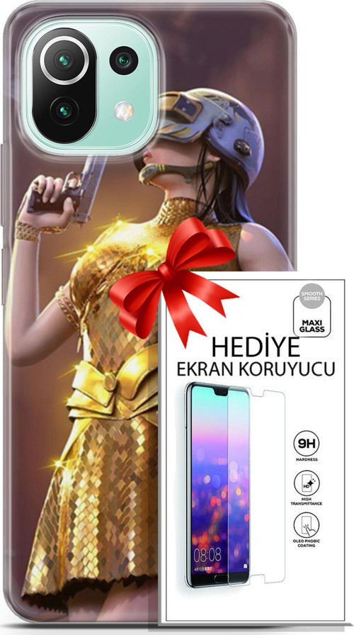 Xiaomi 11 Lite 5G Ne Kılıf Orijinal Seri Pubg 21 Anna Darbe Önleyici Kapak + Ön Ekran Koruyucu