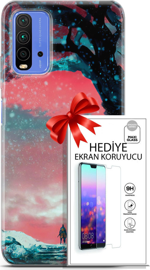 Xiaomi Redmi 9T Kılıf Orijinal Seri Neo 01 Bıçaklı Joker Telefon Kılıfı + Ekran Koruyucu