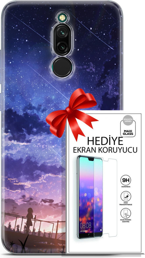 Xiaomi Redmi 8 Kılıf Orijinal Seri Fantasy 09 Kayan Yıldızlar Uv Kılıf Ve Ekran Koruyucu