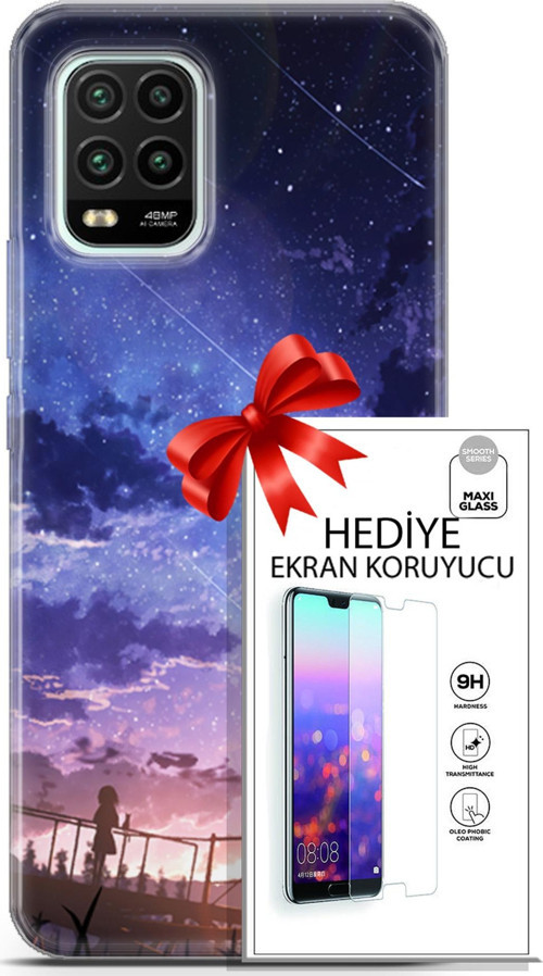 Xiaomi Mi 10 Lite 5G Kılıf Orijinal Seri Fantasy 09 Kayan Yıldızlar Uv Kılıf Ve Ekran Koruyucu