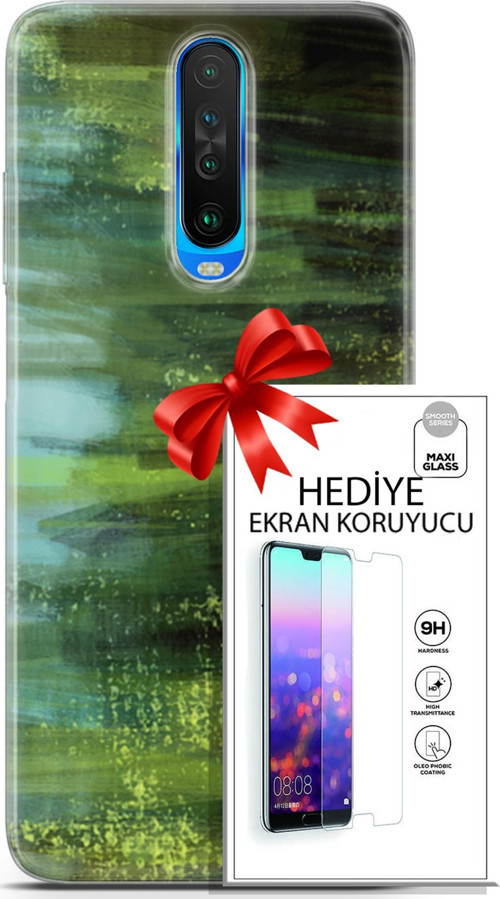 Xiaomi Redmi K30 Kılıf Orijinal Seri Nature 21 Çalılar Darbe Önleyici Kapak + Ön Ekran Koruyucu