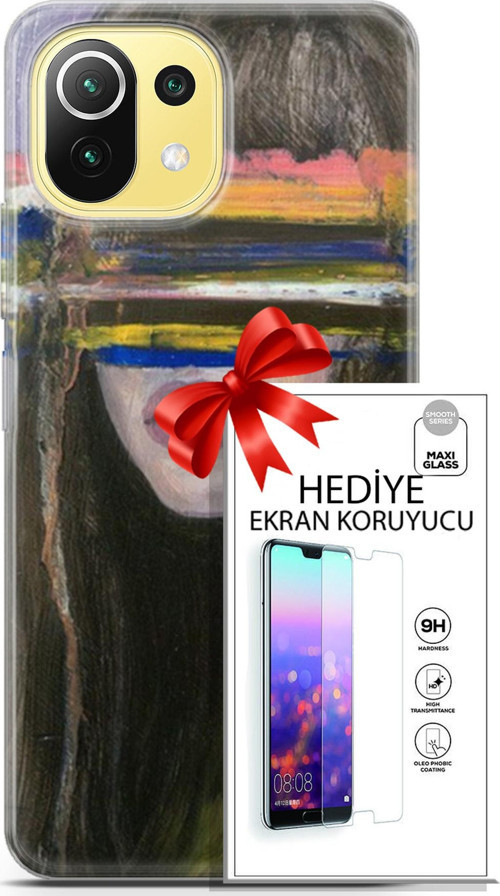 Xiaomi 11 Lite 5G Kılıf Orijinal Seri Soul 21 Gözü Maskeli Darbe Önleyici Kapak + Ön Ekran Koruyucu