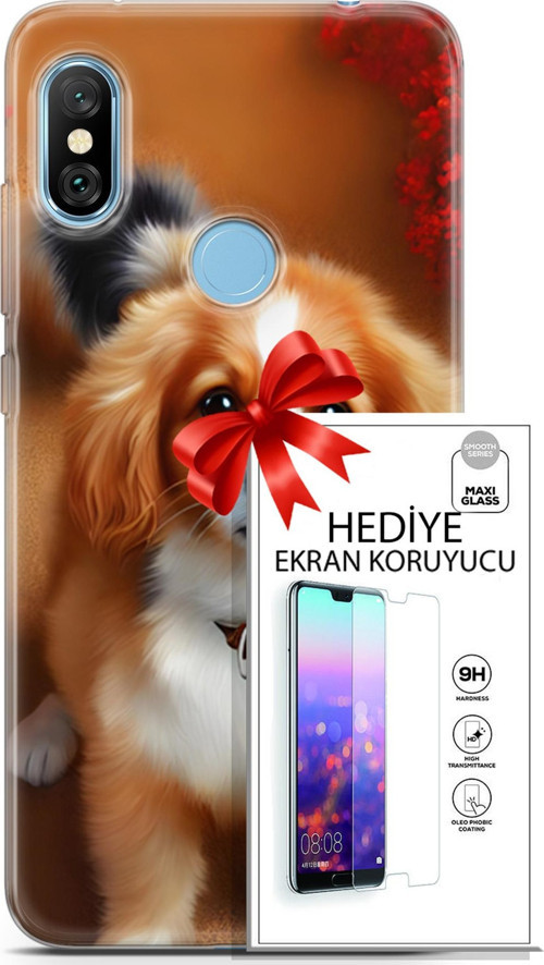 Xiaomi Redmi Note 6 Pro Kılıf Orijinal Seri Dogs 14 King Charles Spaniel Cover Kılıf + Ön Ekran Koruyucu