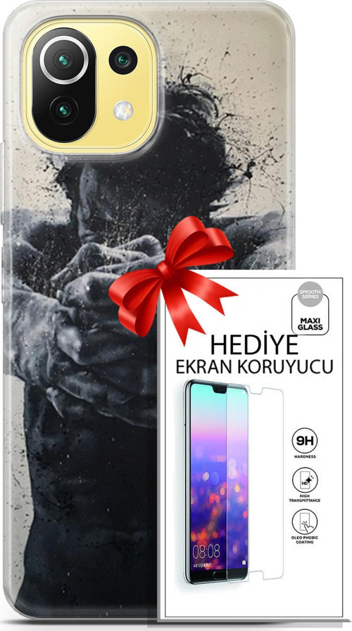 Xiaomi 11 Lite 5G Kılıf Orijinal Seri Soul 28 Yumruk İz Bırakmayan Kılıf + Ön Ekran Koruyucu