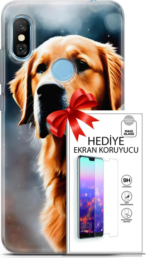 Xiaomi Redmi Note 6 Pro Kılıf Orijinal Seri Dogs 16 Golden Retriever Hediyelik Kılıf Ve Ekran Koruyucu