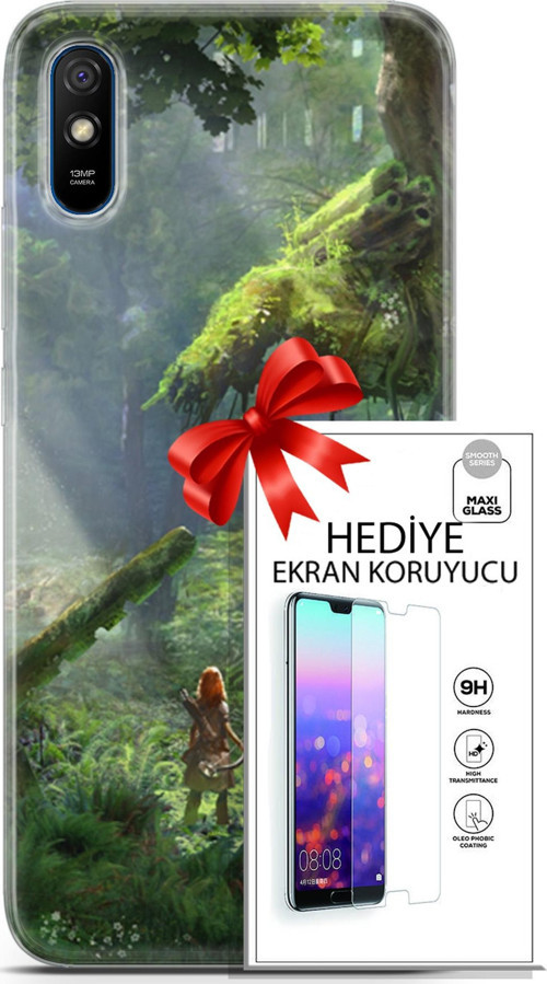 Xiaomi Redmi 9A Kılıf Orijinal Seri Cardano 13 Orman Case Kapak Ekran Koruyucu