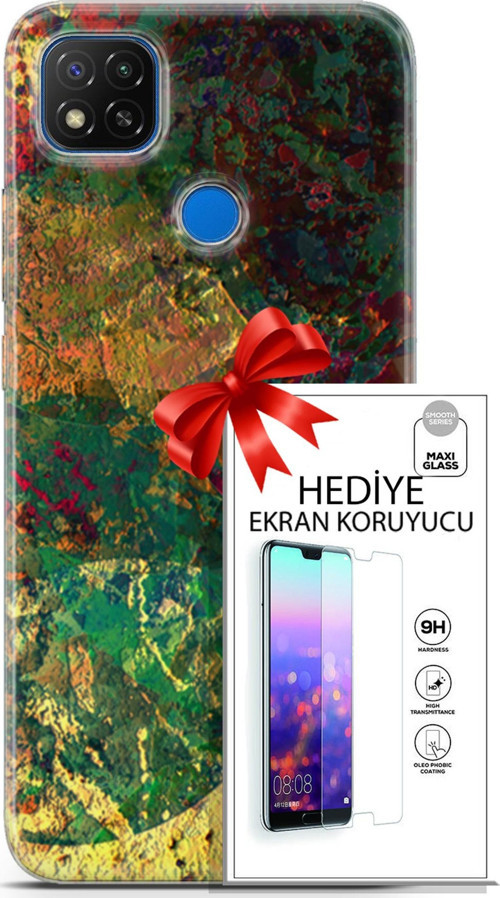 Xiaomi Redmi 9C Kılıf Orijinal Seri Nature 26 Çok Renkli Soft Kapak + Ekran Koruyucu
