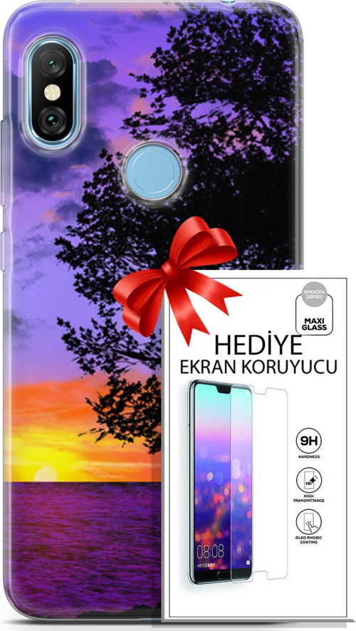 Xiaomi Redmi Note 6 Pro Kılıf Orijinal Seri Fantasy 06 Ağaç Koruyucu Kapak Ekran Koruyucu