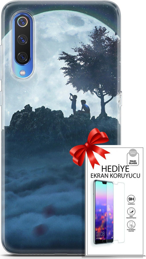 Xiaomi Mi 9 Kılıf Orijinal Seri Algorand 21 Ayışığında Darbe Önleyici Kapak + Ön Ekran Koruyucu