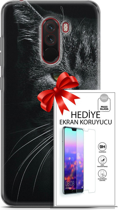 Xiaomi Pocophone F1 Kılıf Orijinal Seri Scotish-British 24 Asi Kedi Darbe Emici Kılıf + Ekran Koruyucu