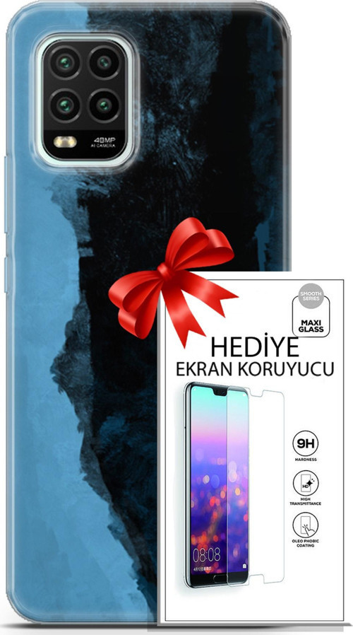 Xiaomi Mi 10 Lite 5G Kılıf Orijinal Seri Nature 24 Mavi Siyah Darbe Emici Kılıf + Ekran Koruyucu