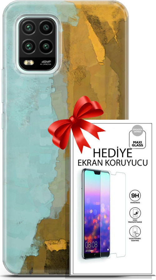 Xiaomi Mi 10 Lite 5G Kılıf Orijinal Seri Nature 25 Su Yeşili Soyulmayan Kılıf + Ekran Koruyucu Full