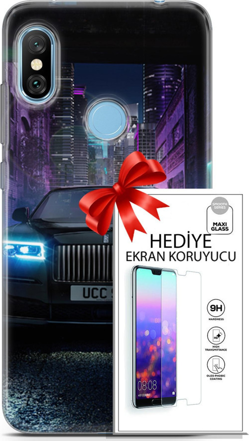 Xiaomi Redmi Note 6 Pro Kılıf Orijinal Seri Fantasy 12 Rolls Royce Tasarım Kılıf + Ekran Koruyucu