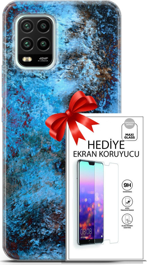 Xiaomi Mi 10 Lite 5G Kılıf Orijinal Seri Nature 27 Rengarenk Lazer Kesim Silikon Ekran Koruyucu